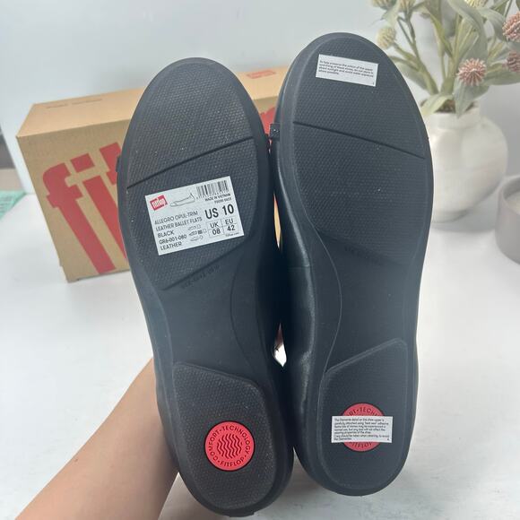 FitFlops Allegro Leather Slip On Ballet Flat Black Women 10 Tried On - Picture 8 of 10